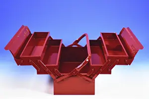 Lower Saxony Photography Drucke: A red toolbox with tools, empty