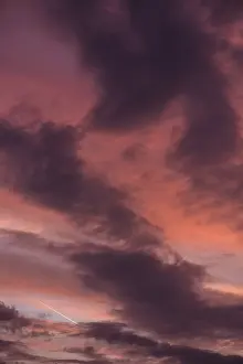 No People Evening Atmosphere Drucke: Reddish clouds in the evening sky