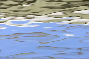 North Rhine Westphalia Waterfront Drucke: Reflection of cloudy sky on the wavy water surface