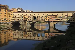 Tuscany Bridge Photography Drucke: Reflection of the Ponte Vecchio in the Arno