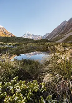 Pristine Mountain Lake Reflections Drucke: Reflection in small lake, Mount Cook