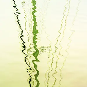 Green Waterfront Scene Drucke: Reflection on water, abstract