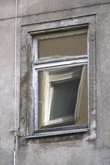 Construction Work In Europe Drucke: Reflection of a window in a window