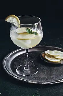 Refreshing Cocktail Drucke: A refreshing gin tonic with ice