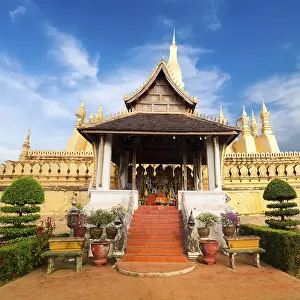 Vientiane Laos Travel Drucke: Religious architecture and landmarks