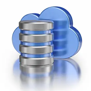 Cloud Computing Concept Drucke: Remote database cloud computing technology storage concept