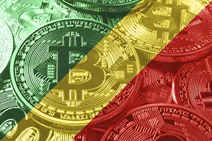Drucke von Republik Kongo Bitcoin-Flagge, nationales Flaggenkryptowährungskonzept schwarzer Hintergrund Verwandte Bilder Drucke: Republik Kongo Bitcoin-Flagge