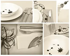 Restaurant Table Setting Drucke: Restaurant set: creative table serving with spice