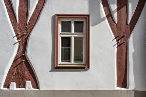 German Half Timbered Building Drucke: Restored half-timbering in detail
