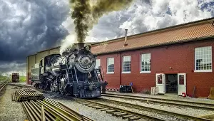 Old Fashioned Train Drucke: A Restored Steam Engine Getting Ready for Service