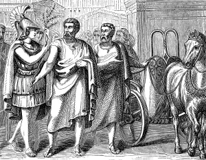 Ancient Greek Statesman Drucke: The returning of Cimon or Kimon, c
