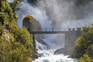 Scandinavian River Landscape Drucke: River Briksdalselva, Hike to the Briksdalsbreen