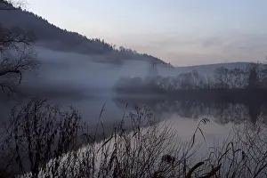 Central Europe Landscape Images Drucke: River at Dusk after Rain, River Main