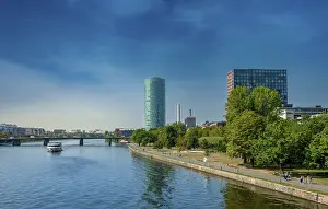 Central Europe Buildings Drucke: The River Main with the Westhafentower