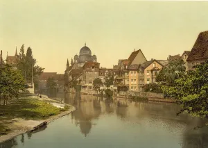 River Pegnitz Germany Drucke: River Pegnitz and Synagogue, Nuremberg