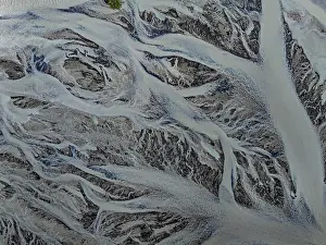 Aerial View Of River Drucke: River, river course, branched, cloudy
