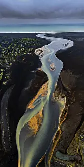 River Delta Landscape Drucke: River, river course, river delta