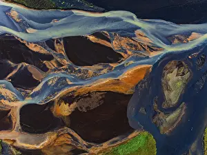 European Wilderness Scenery Drucke: River, river course, river delta