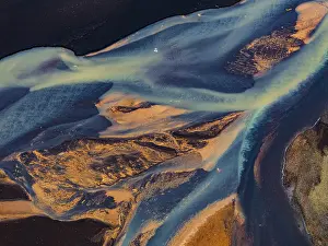 Wild River In Iceland Drucke: River, river course, river delta