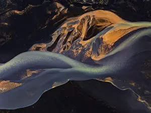 Aerial View Of River Drucke: River, river course, river delta