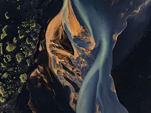 View From Above Deserted River Drucke: River, river course, river delta