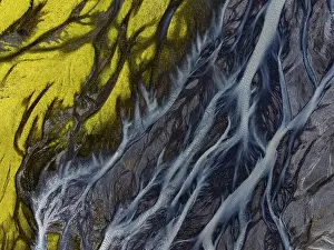 Aerial View Of River Drucke: River, river course, river delta