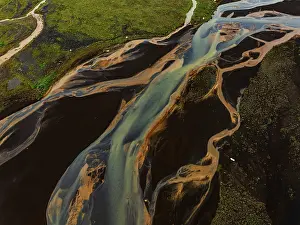 Aerial View Of River Drucke: River, river course, river delta