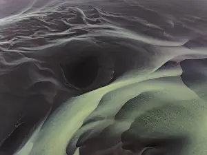 Icelandic River Scenery Drucke: River, river course, river delta
