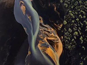 Aerial View Of River Drucke: River, river course, river delta