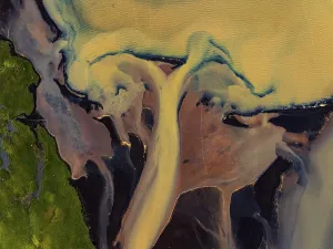 Wild River Landscape Drucke: River, river course, river delta