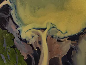Aerial View Of River Drucke: River, river course, river delta