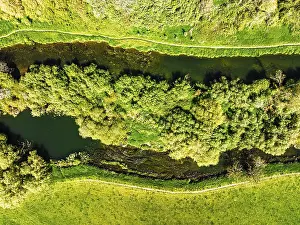 Drone Photography UK Drucke: Top Down over River Stour from a drone