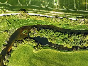 Drone Photography UK Drucke: Top Down over River Stour from a drone