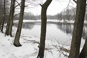 Snowy River Landscape Drucke: The river Winter landscape leafless trees