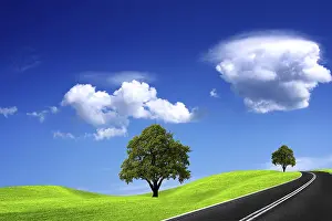 Cloudy Sky Landscape Drucke: Road and cloudy sky