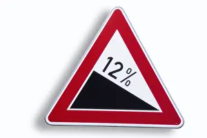 Traffic Safety Signs Drucke: Road sign, warning, 12% gradient
