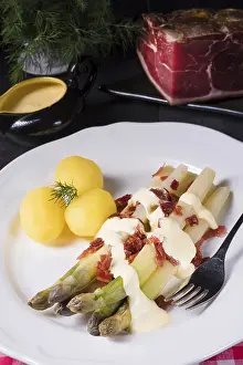 Asparagus Recipes Drucke: Roasted asparagus with ham