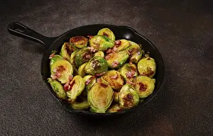 Homemade Roasted Vegetables Drucke: Roasted brussels sprouts, with bacon