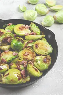 Healthy Eating Recipes Drucke: Roasted brussels sprouts, with bacon