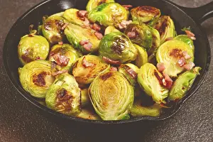 Bacon And Vegetables Drucke: Roasted brussels sprouts, with bacon