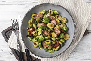 Cabbage Vegetable Dishes Drucke: Roasted brussels sprouts with bacon