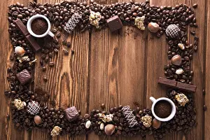 Coffee And Chocolate Sweets Drucke: Roasted coffee beans, chocolate