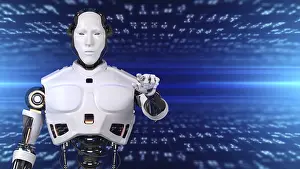 Computer Graphics Illustration Drucke: Robotics and AI for the future. 3D rendering