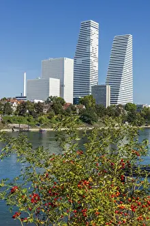 Rhine River Switzerland Drucke: Roche Tower on the Rhine in Basel