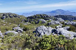 Sculpted Rock Formations Africa Drucke: Rock formation, Table Mountain top