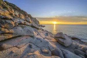 Atmospheric Evening Light Photography Drucke: Rock formations in the evening light