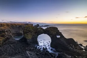 Rocky Coastline In Europe Drucke: Rock structure, coast near Arnarstapi