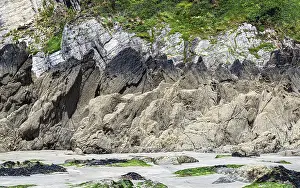 Plymouth Drucke: Felsen auf Mothecombe Beach, Mothecombe