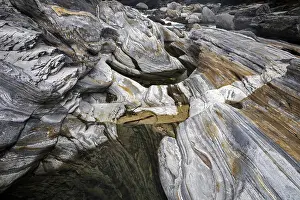Deserted Waterfront Scene Europe Drucke: Rocks, rock structures, Verzasca River