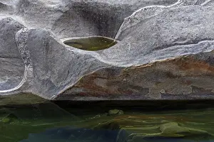 Central Europe Waterfall Scene Drucke: Rocks, rock structures, Verzasca River